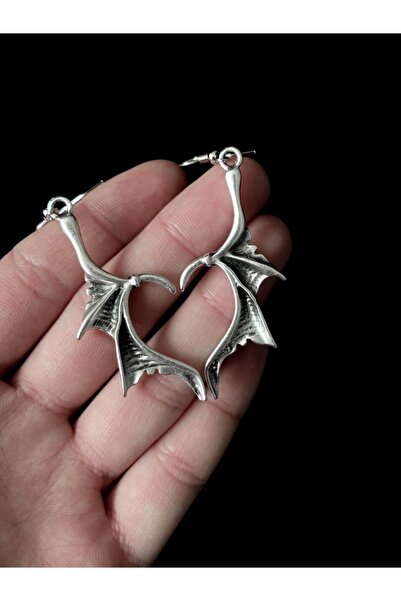 DarkellaStore Gotik Yarasa Kanat Kalpli Sallantılı Küpe