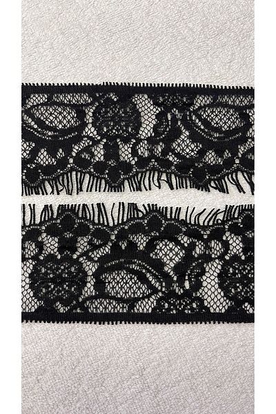 Ozpas 7.5 Cm X 2 M Black Lace Edge with Beard