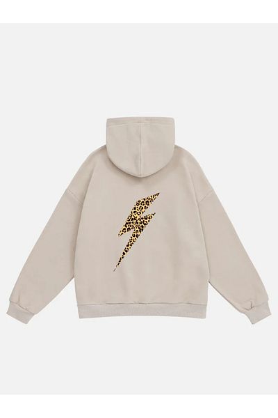 Mad&Calf Leo Thunder Printed - Γυναικείο φούτερ με κουκούλα από φλις Oversize