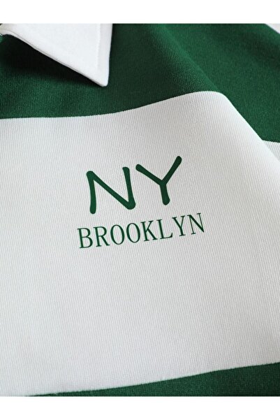 NİCE Φούτερ Brooklyn με τύπωμα Green Polo Collar - Με μισό φερμουάρ