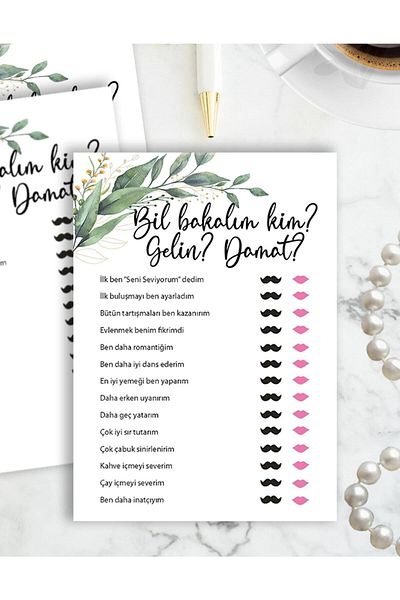 Pankart Evi Bachelorette Party Guess Who? Game Guessing Card 9 Pieces - Bride to Be