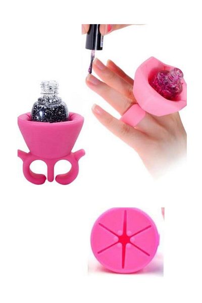 renn Nail Polish Holder Silicone Ring - Nail Polish Apparatus - pink