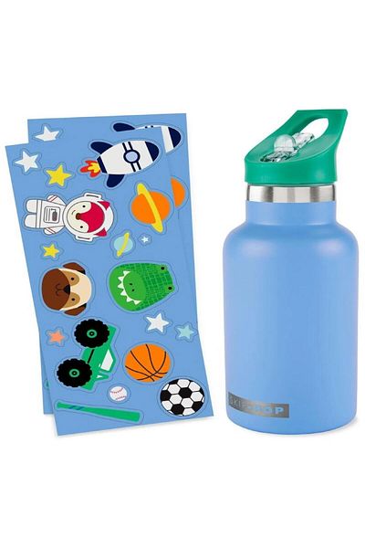 Skip Hop Blue Spark Style Water Bottle with Stainless Steel Sticker
