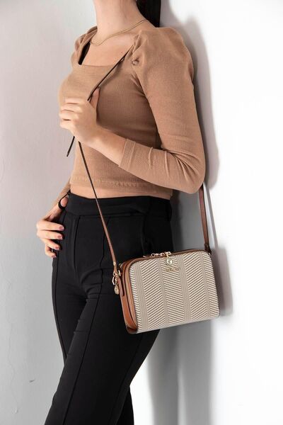 Silver Polo حقيبة كروس نسائية باللون البيج من تابا Nv888