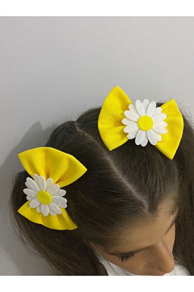 Stil Tasarım Toka Papatyalı 2 li sarı toka