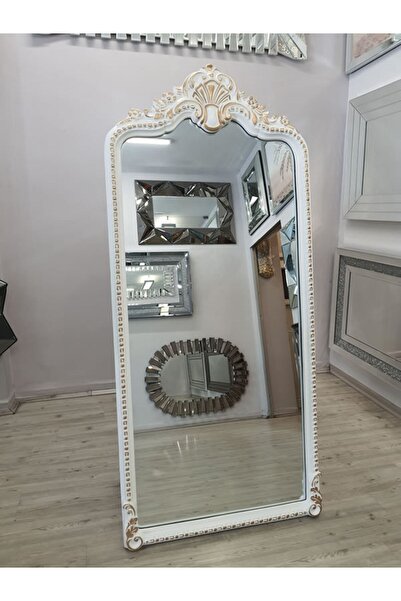 AYNA DENİZİ Princess White Gold Model Beyaz Altın Renk Dekoratif Ayaklı Boy Aynası