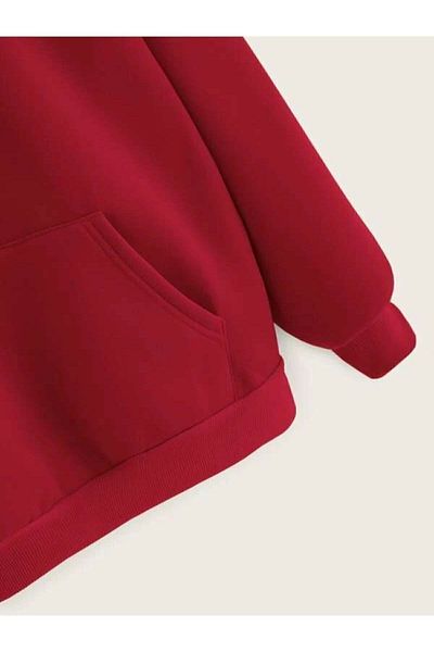 blackjack giyim Red Unisex Plain Hooded Sweatshirt