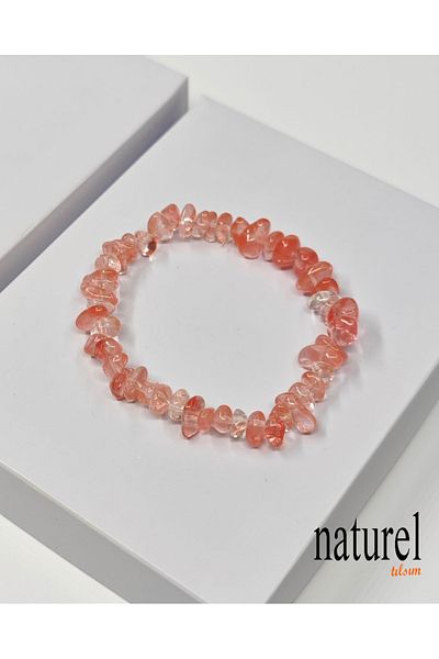 Naturel Tılsım Rose Quartz Broken Natural Stone Unisex Bracelet