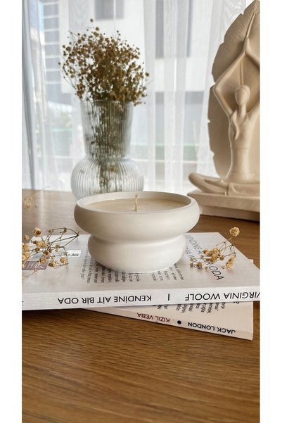 Jasmine Candle El Yapımı Taş Tozu 2 Halka Mum %100 Soya Wax Mum