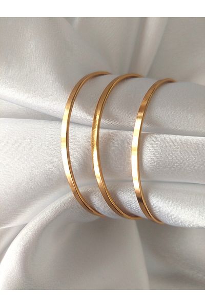 ERKA AKSESUAR 3-Piece Flat Ajda Steel Bracelet