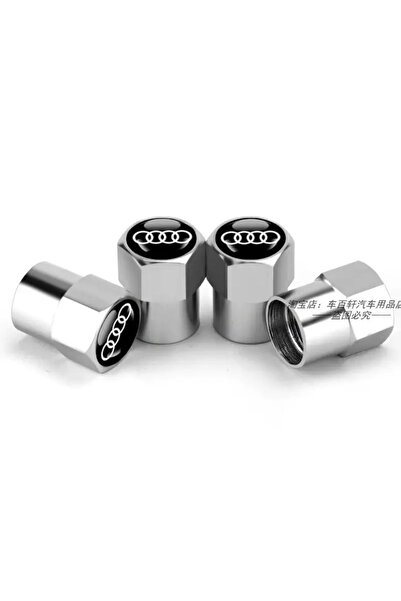 İKTUNING AUDI S LOGOLU ALÜMİNYUM KAPLAMA 4 ADET SİBOP KAPAK (SİYAH-GÜMÜŞ)