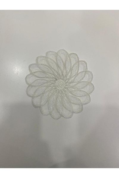 İNCİ ÇEYİZ 6 τεμάχια Hayal Tulle Wind Rose με μοτίβο κεντημένο καφέ παρουσιαστική χαρτοπετσέτα & σουβέρ