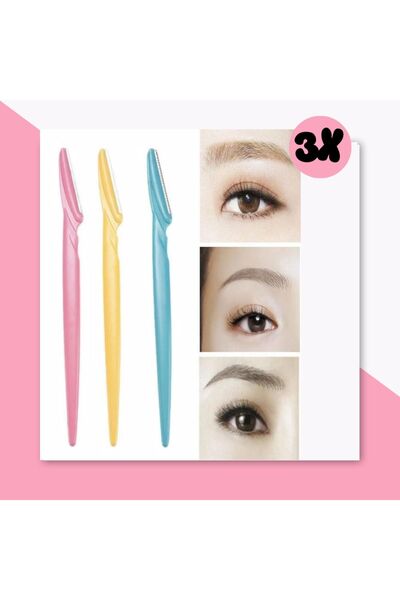EUROLUXE 3'lü Set Kaş Usturası Kaş Şekillendirme Bıçağı Yüz Tüy Alma Bıçağı