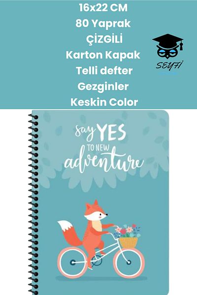 SEYFİKİRTASİYE 80 Sheets Lined 16x22 Cm Cardboard Cover - Ring Binder Notebook, Travelers Sharp Color