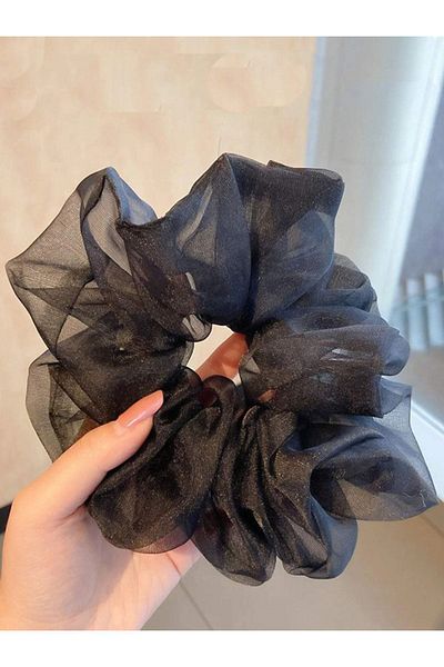 CSR AKSESUAR Cataramă elastică din organza neagră