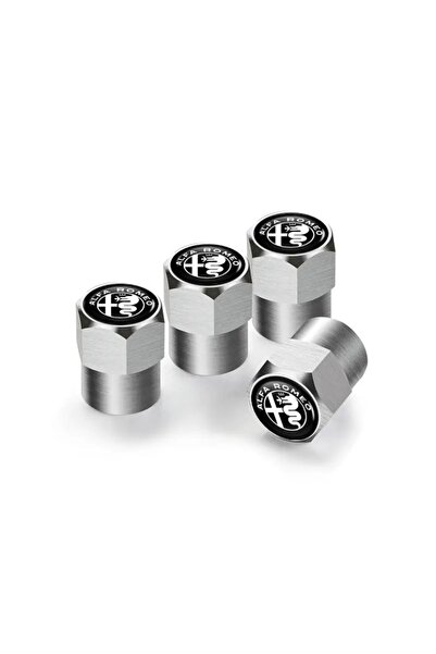 İKTUNING ALFA ROMEO LOGOLU ALÜMİNYUM KAPLAMA 4 ADET SİBOP KAPAK (GÜMÜŞ)