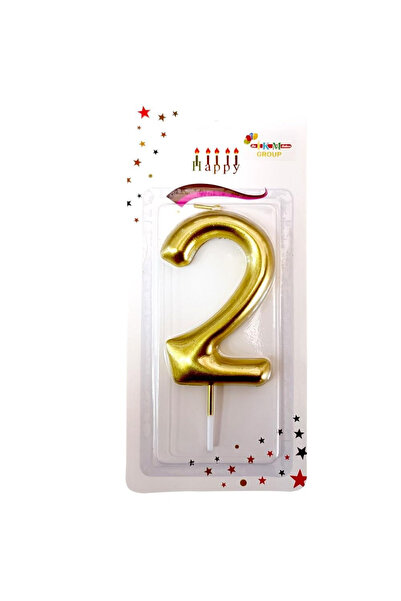 Öz-bal Büyük Boy 13,5 cm Gold Rakam Mum - Altın Renkli Mum - Doğum Günü ve Ku...