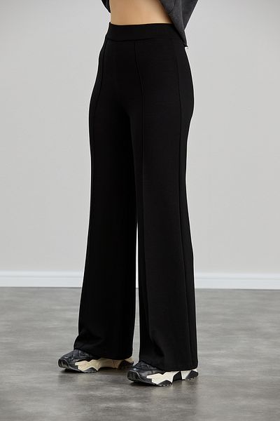 sea milano Women's Black Loose Fit Striped High Waist Lycra Recovery Pants
