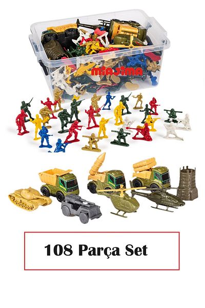 Miajima Pvs Boxed 108 Piece Toy Soldier Set - S400 Tank, Helicopter and Rocket Truck Etc