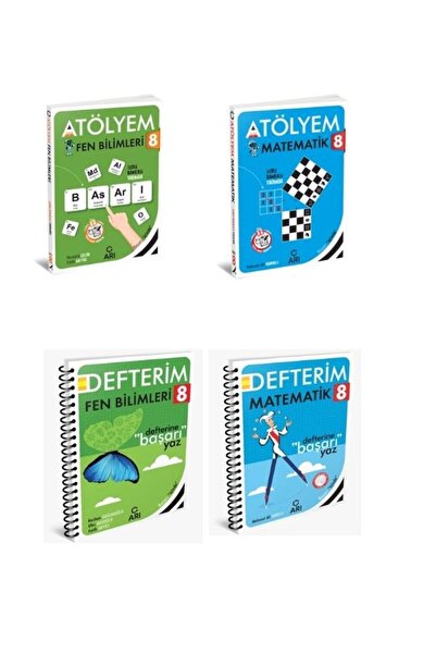 Arı Yayıncılık 2025 Basım 8.Sınıf Fen Bilimleri+Matematik Atölyem-Defterim-So...