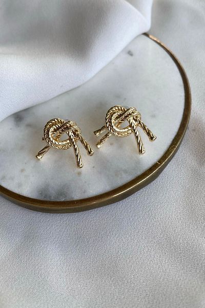 gaila design Gold Color Steel Knot Earrings