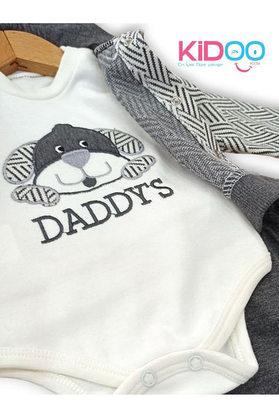 yavrucak baby 3 Piece Cotton Set for Baby Boy - Bodysuit, Cardigan and Bottom