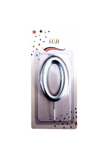 Öz-bal 13.5 Cm Silver Colored Large Size Candle - for Birthday and Celebration