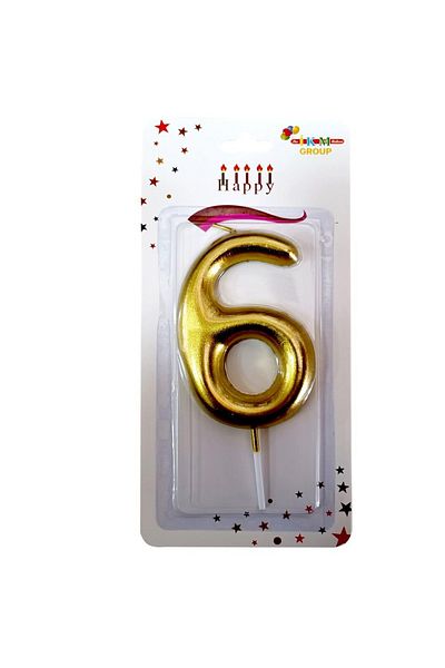 Öz-bal 13.5 Cm Gold Number Candle - Gold Colored Large Size Candle - Birthday and Celebration