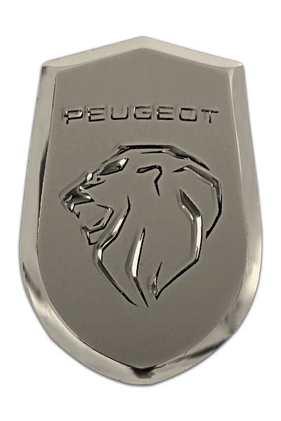 GARDENAUTO Peugeot Logo New Rigging - 3d Metallized Aluminum Sticker 2 Pieces Embossed Labels 3cmx4,5cm