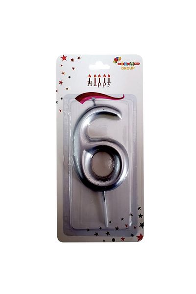 Öz-bal 13.5 Cm Silver Colored Large Size Candle - for Birthday and Celebration
