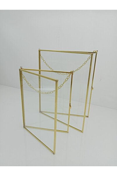 YıldızDesign 20cmx25cm. 15cmx20cm. 2 Parça Gold Fotoğraf Çerçevesi Duvar Için Cam Fotoğraf Resim Çerçevesi Dekor