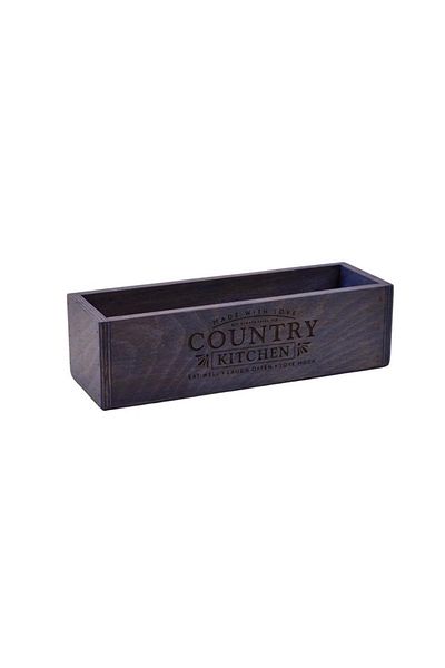 t tun's woods Country Kitchen Blue Wooden Organizer 30X10Cm - Beech Wood Decorative Organizer & Storage Box