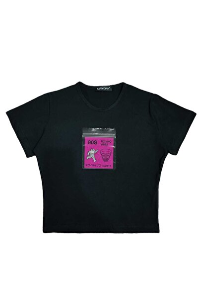 MAYDAY CULTURE Γυναικείο μπλουζάκι με στάμπα με λαιμόκοψη σε μήκος μέσης