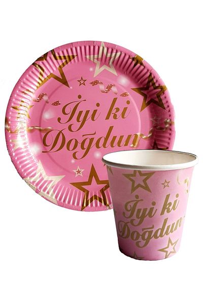 Alışveriş Çok Kolay Happy Birthday Plate Glass Pink Gold