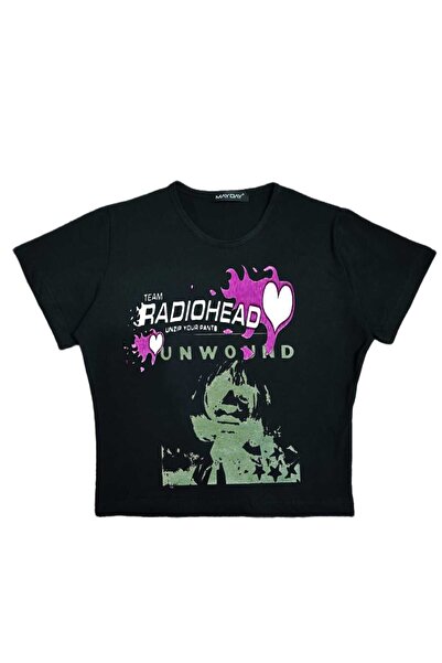 MAYDAY CULTURE Γυναικείο μπλουζάκι με στάμπα με λαιμόκοψη σε μήκος μέσης