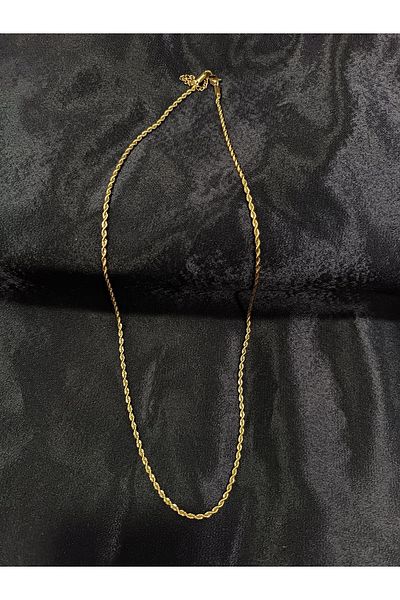 DNA Takı 60cm Twist Chain Necklace - 316l Stainless Steel, Gold Color Rope