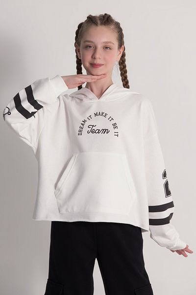 DMB BOYS & GIRLS Hanorac crop pentru fete cu detaliu imprimat pe spate