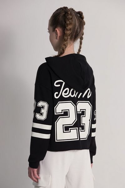 DMB BOYS & GIRLS Hanorac crop pentru fete cu detaliu imprimat pe spate
