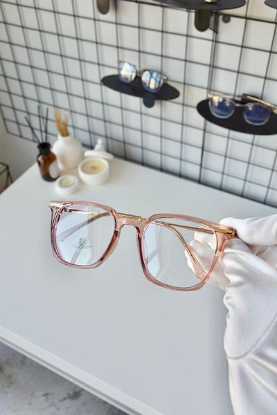 LOOKUP NEW Nude Honey Color Pink Rectangle Women's Men's Clear Blue Light Protection Blue Block Glasses with Filter
