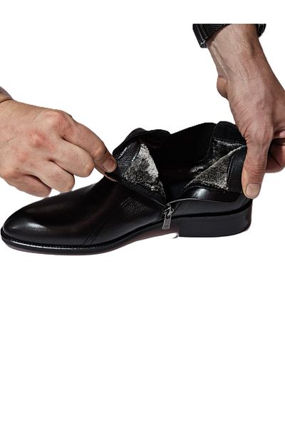 YETİŞ LUXURY Men's - Genuine Pure Leather, Handmade Neolite Sole Fur Lined Boots