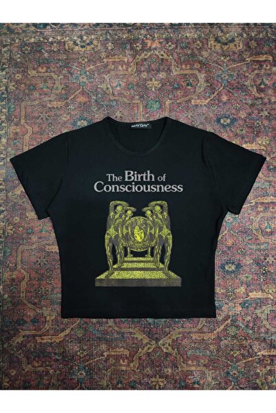 MAYDAY CULTURE Tricou pentru bebeluși cu guler rotund cu imprimeu suprapus pe...