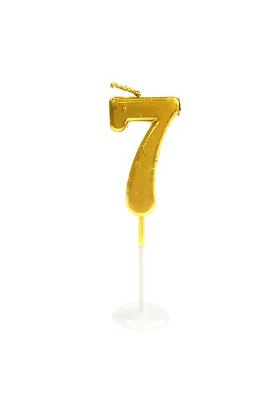 Öz-bal 8 Cm Colored Gold Candle - Small Size Number, Birthday and Party Candles