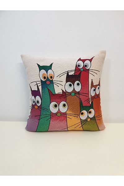 KIRLENT EV Tapestry Cats Throw Pillow Case