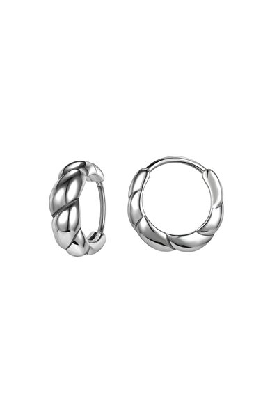 Viking 316L Stainless and Tarnish Resistant Twist Striped Steel Earrings - Hoop