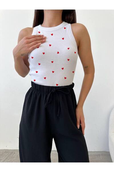 MST CLOTHİNG Γυναικεία μπλούζα με σχέδιο καρδιάς και λαιμόκοψη halter