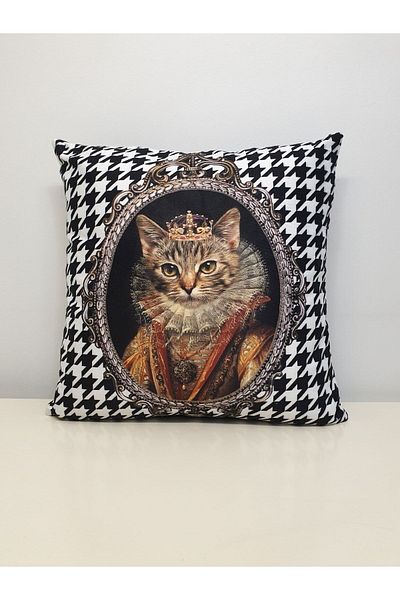 KIRLENT EV Κάλυμμα μαξιλαριού με μοτίβο Queen Cat Goose Feet