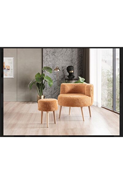 Kahverengi Çay seti berjer ve puf takımı (salon, ofis, balkon) 2'li takım KAH...