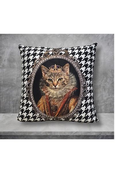 KIRLENT EV Κάλυμμα μαξιλαριού με μοτίβο Queen Cat Goose Feet