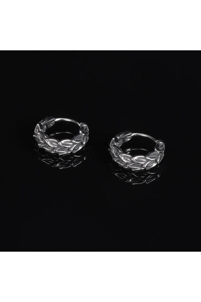 Viking أقراط فولاذية عتيقة بتصميم أوراق شجر للجنسين - مقاومة للصدأ وغير مشوهة 316L