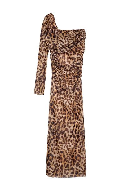 Quzu Rochie midi cu imprimeu leopard de culoare maro